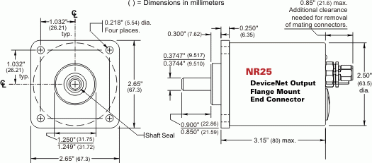 NR25 = DeviceNet Single-turn and Multi-turn, Flange Mount, End Connector