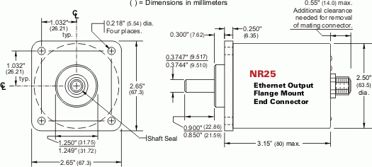 NR25 = EtherNet/IP & Modbus TCP Single-turn and Multi-turn, Flange Mount, End Connector