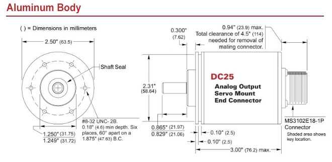 DC25 Absolute Servo Mount, Aluminum, End Connector