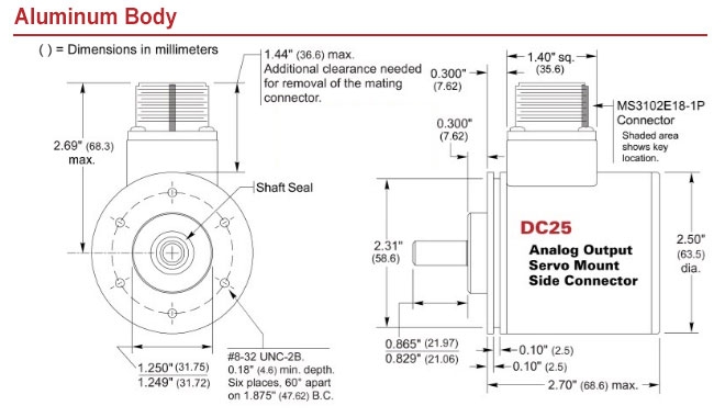 DC25 Absolute Servo Mount, Aluminum, Side Connector